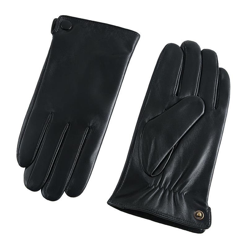 Men s Sheepskin Genuine Leather Touchscreen Gloves, Warm for Winter and Autumn, Plus Velvet Lining Medium