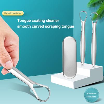 Stainless Steel Tongue Cleaner Tongue Brush Remove Breath Portable Oral Cleaning Tool Tongue Scraper