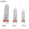 E6000 Kleber 15 ml 25 ml 50 ml Kristall-Strasssteine Bastelnadeln Transparenter flexibler Klebstoff Starkes Hotfix-Schmuck-DIY-Werkzeug