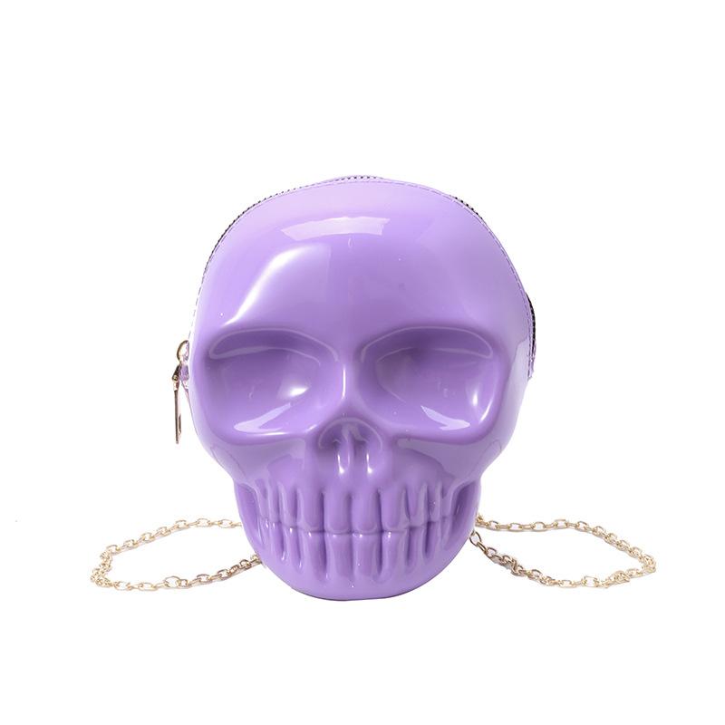 Rose Red Cute Carto Shoulder Bag Halloween Funny Ghost Skull Bag Pu Leather Zipper Handbag Purse Small Crossbody Phe Bags