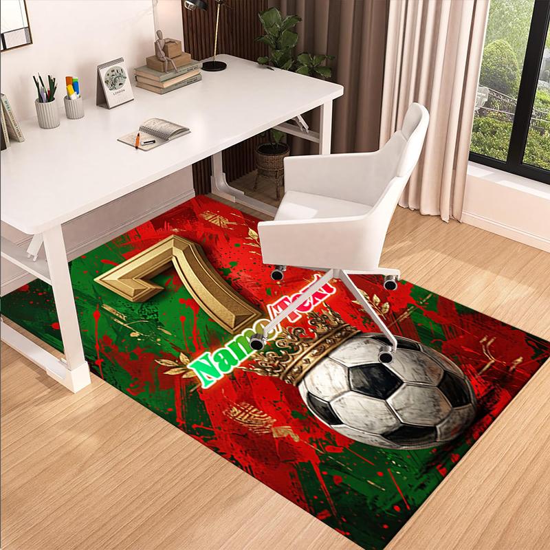 1PC Custom Name Soccer Legend Number Theme Floor Mat Ideal for Living Room, Game Rooms, Office, Bedroom,Floor Mat Playful Design