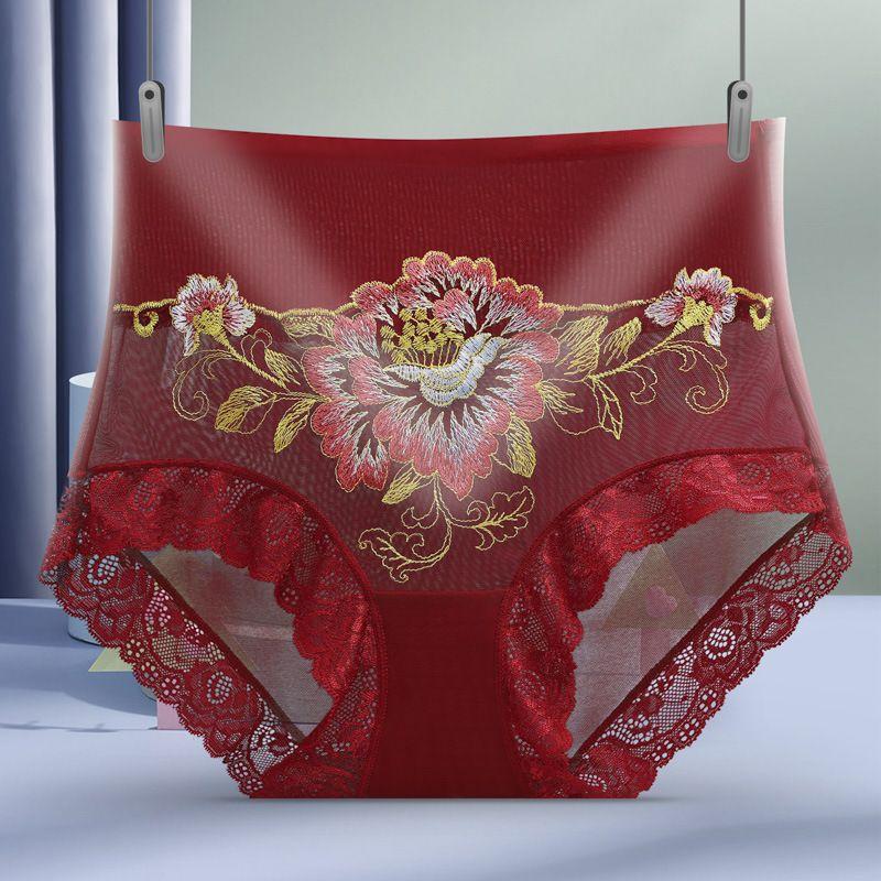 Moda Estiva Lusso Leggero Ricamato Sexy Rete Biancheria Intima Donna Taglie Forti Vita Alta Senza Cuciture Comodo Pizzo Triangolo Pantaloncini