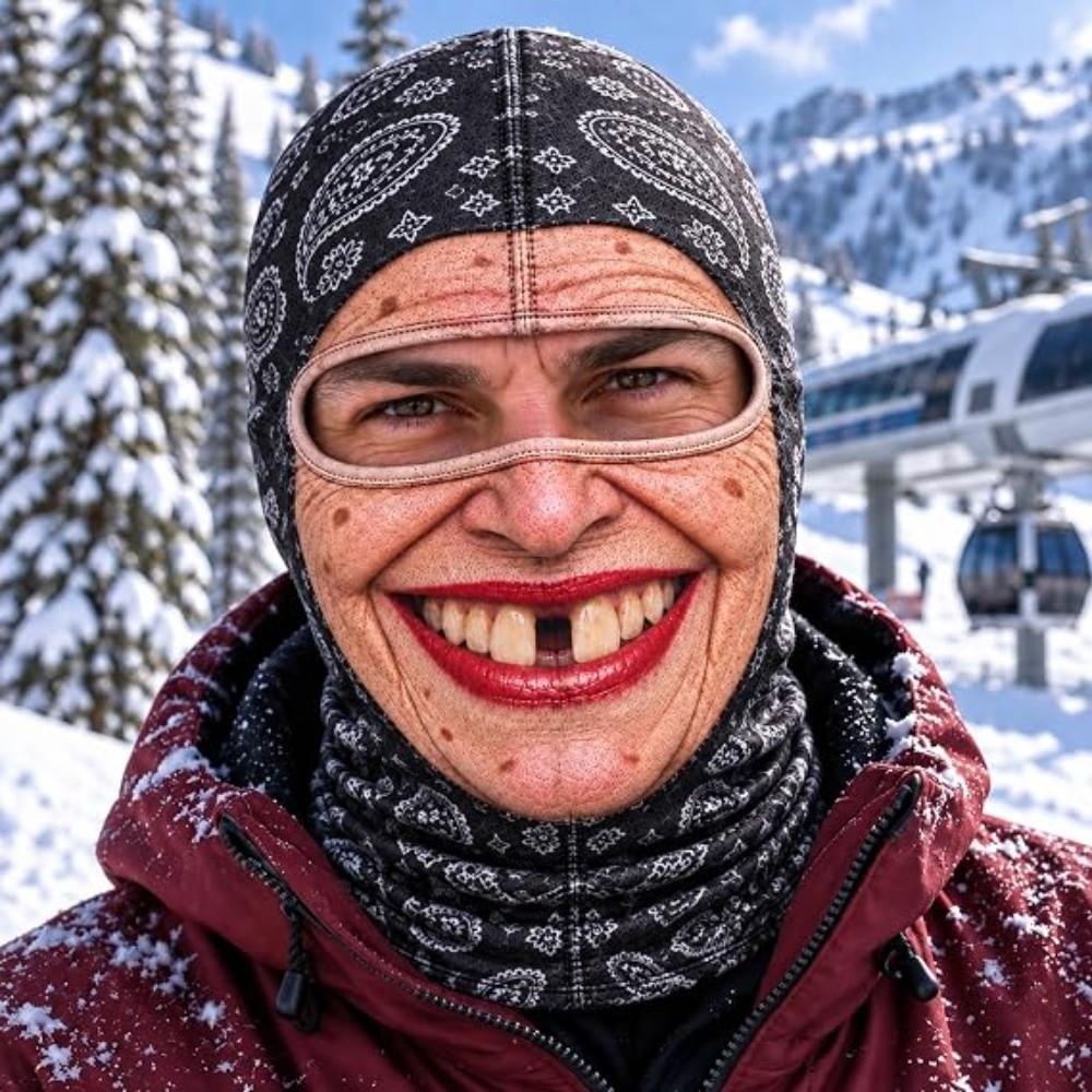 3D Face Printed Winter Mask Cover Missing Teeth Pattern Ski Mask Hood Costume Parties