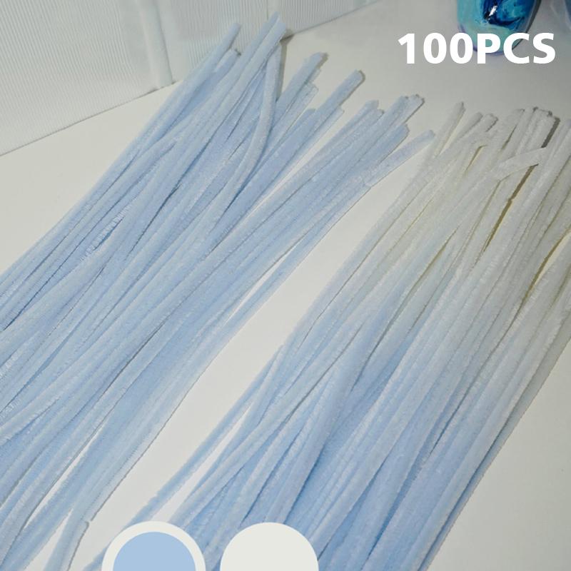 100pcs DIY Colorful Twisted Stick Plush Folding Stick Gradient Twist Stick Ribbon Bar Strip Iron Wire Thread DIY Handmade Toys