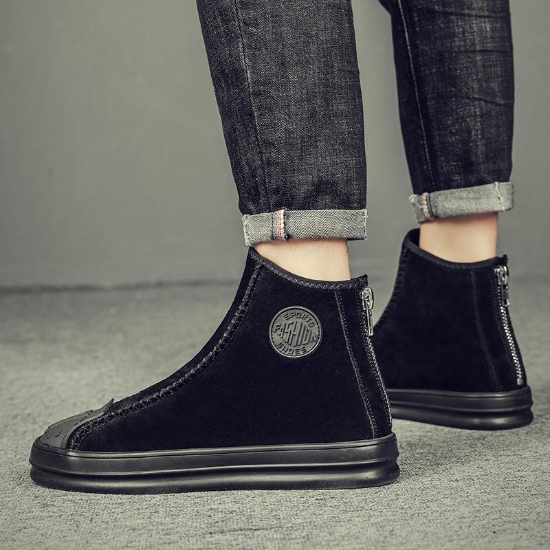 

Winter high-top Chelsea boots men s genuine leather autumn and winter short boots frosted men s flip leather shoes Martin boots men s 44