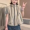 Explosionsweste Jacke Damen Sommer Stapelkleidung Kleines Tanktop Joker Ärmellose Jacke Mit Kapuze Weste Oberbekleidung Weiblich