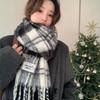 100 Wool Scarves Women's New Atmosphere Autumn and Winter Versatile Black and White Plaid Cashmere Scarf