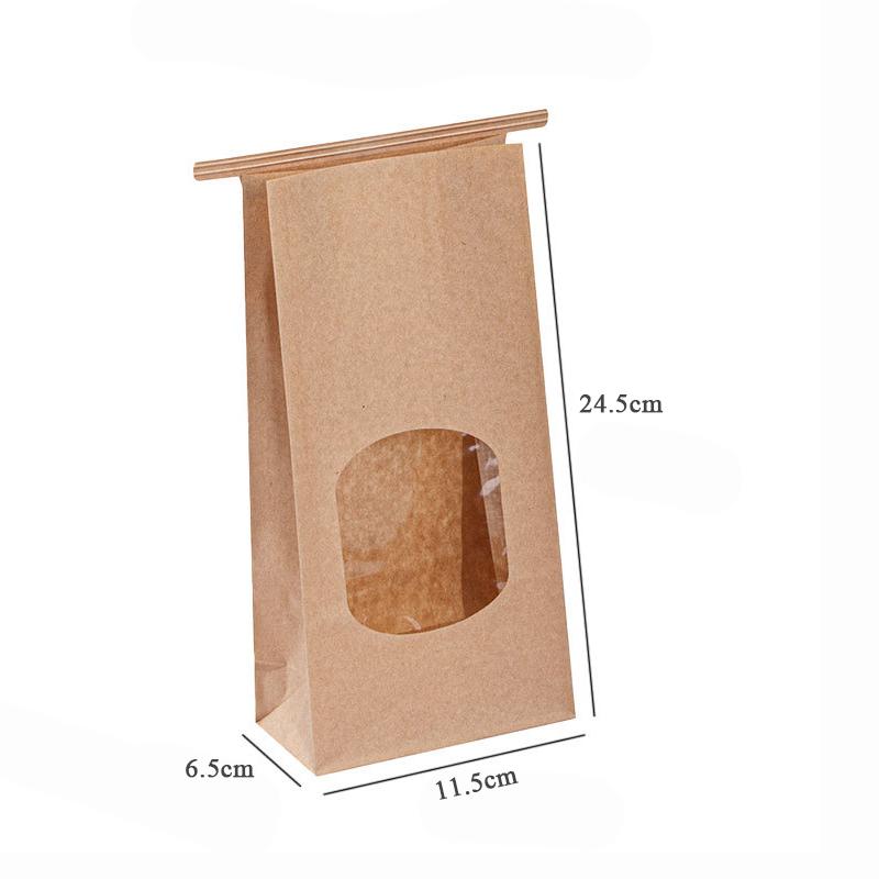 10Pcs Bakery Bags, Window Sealing Kraft Paper Bags for Cookie Sandwich Bread Snack Foods -Takeout Bags, Party Wedding Supplies