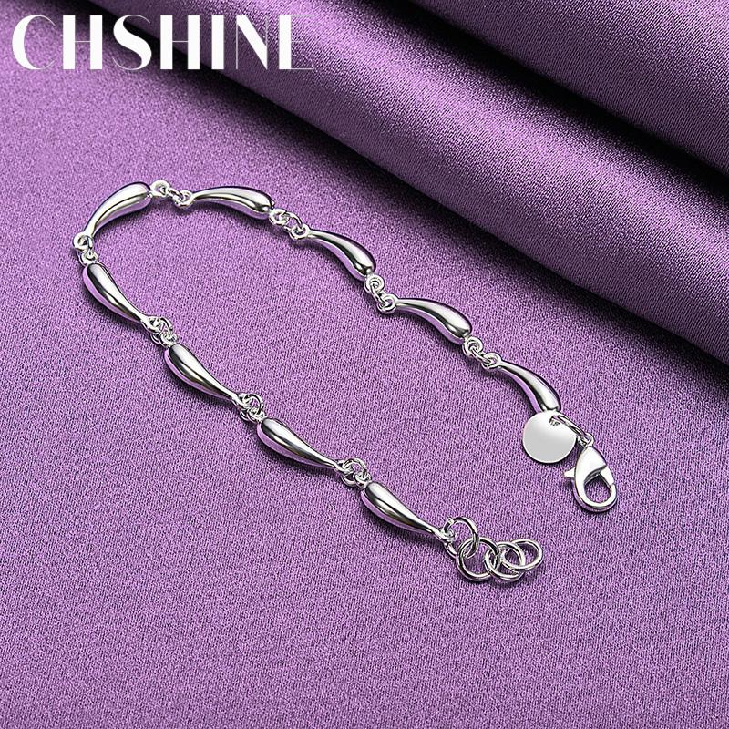 CHSHINE 925 Sterling Silver Water Drop Chain Bracelet Fashion Charm Wedding Party For Women Jewelry