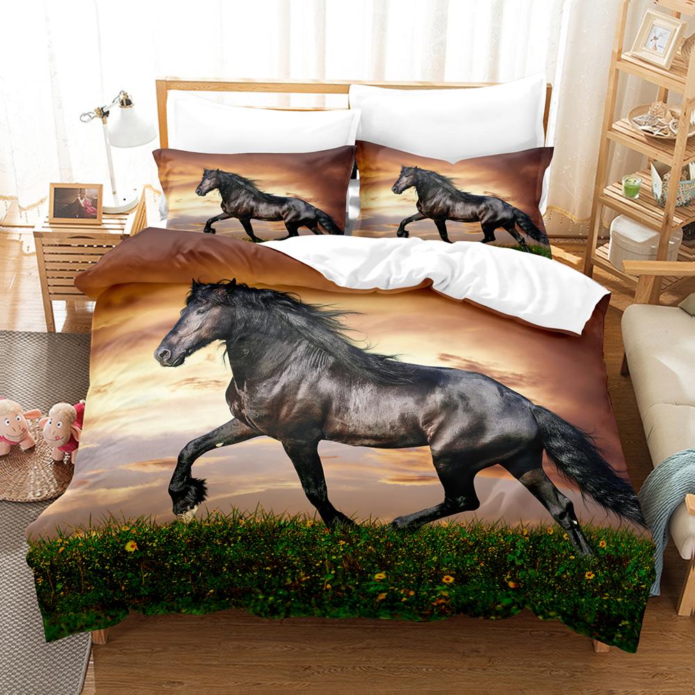 3DThe Horse Bedding Sets Duvet Cover Set With Pillowcase Twin Full Queen King Bedclothes Duvet Cover