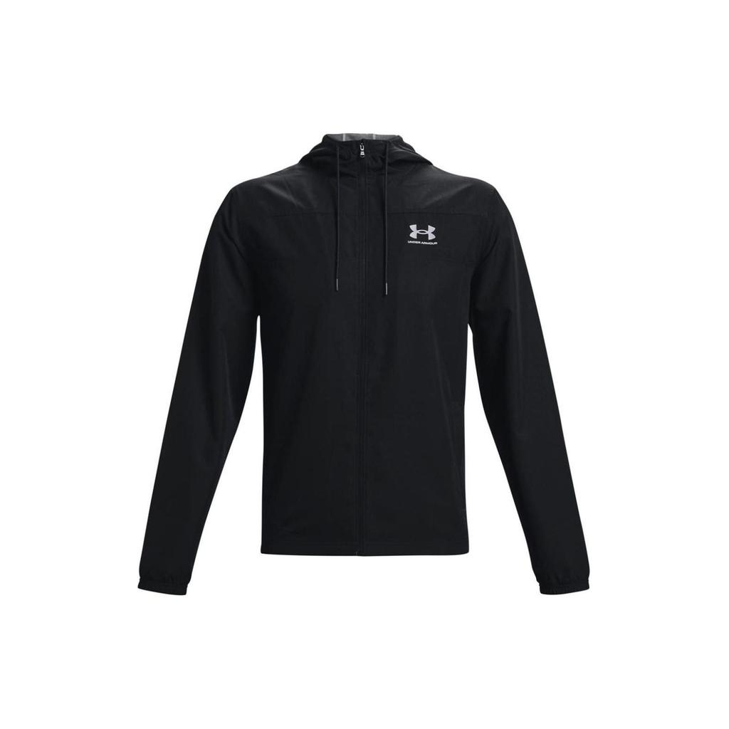 Under Armour Letter Logo Print Breathable Hooded Windbreaker Men Outerwear Black 1361621-003