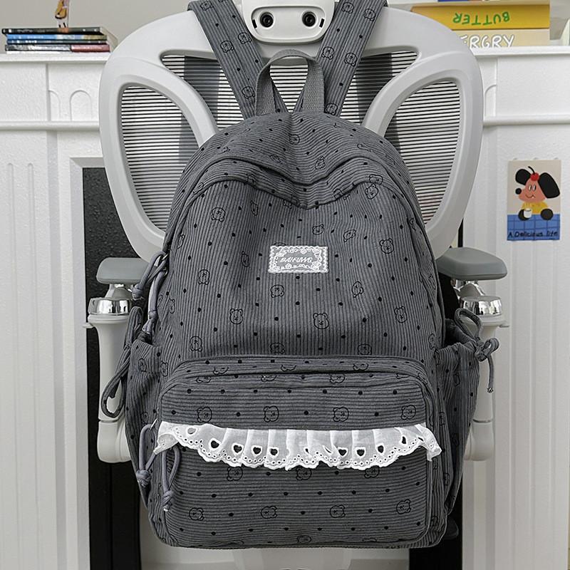College Style Youth Travel Backpack For Girls With Nylon Material And Cartoon Pattern