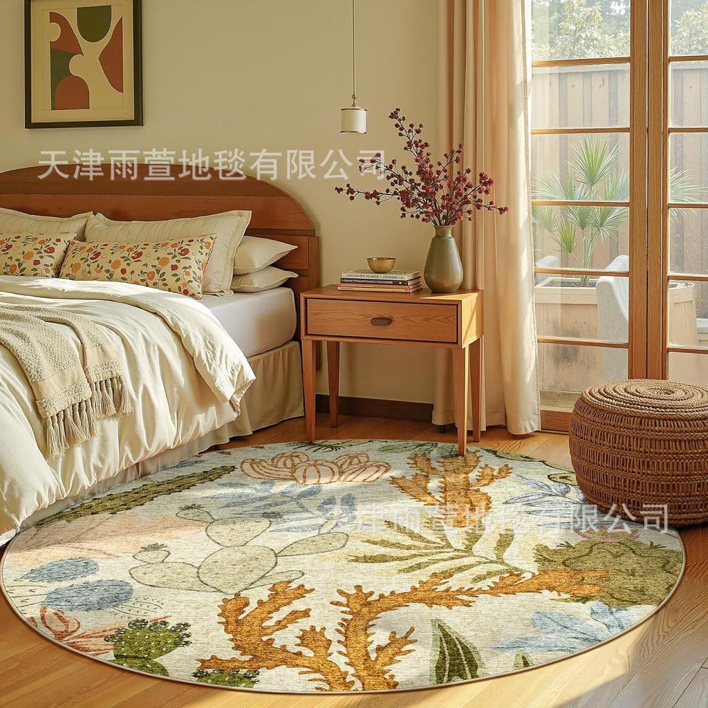 Frühling/Sommer Blume Runder Teppich Schlafzimmer Wohnzimmer Rutschfeste Matte Runder Sofateppich