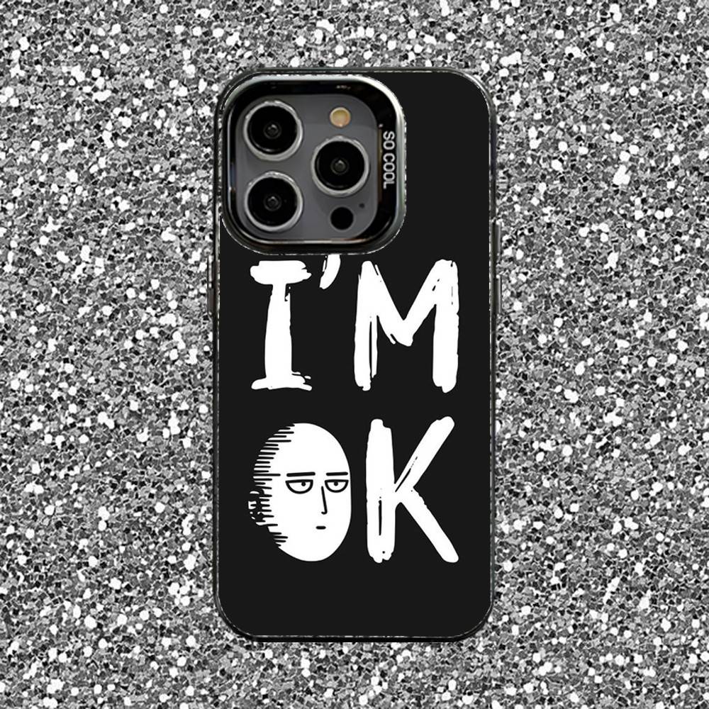 One P-Punch-Man Phone Case For iPhone 16,15,14,13,12,11,Pro,XS,Max,Plus,Mini,SE Black Candy Matte Shockproof Cover