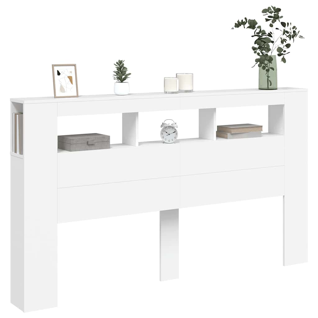 Vidaxl Testata Letto Con LED, Bianca, 180X18,5X103,5 Cm