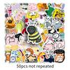 50 Trendy Waterproof Meme Graffiti Stickers: Cartoon Decorations for Skateboards, Bikes, and Thermos Cups