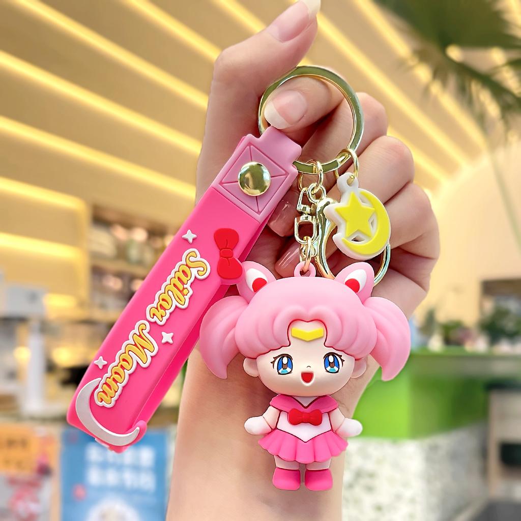 Sailor Moon Keychain Cartoon Anime Cute Cat Figure Keyring Bag Car Key Chain Christmas Gifts