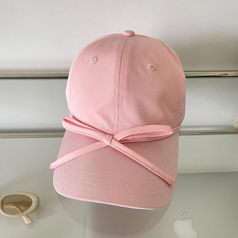 Modische Koreanische Baseballkappe mit Großem Schleifenknoten für Damen Sommer Einfarbige Verstellbare Entenzunge Kappe Mädchen Sonnenschutz Outdoor-Hut