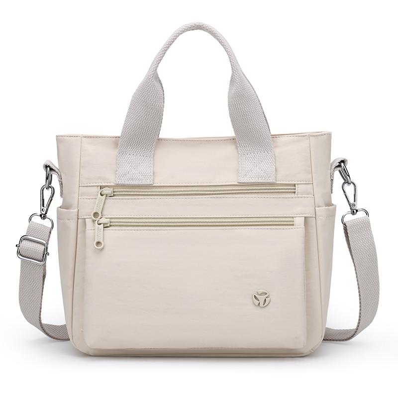 Borsa Tote Versatile in Nylon con Tasche Multiple con Zip Tracolla Regolabile Borsa a Spalla Casual per Donne Quotidiana