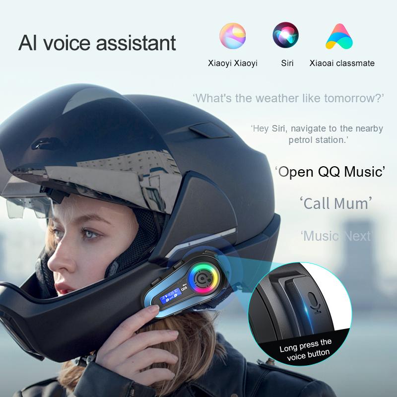 Q08 Max Motorcycle Helmet Bluetooth Intercom Summer LCD HD Digital Display Music Sharing Intercom Distance 500 Meters Waterproof