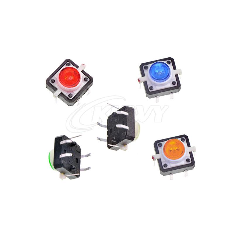 12x12 LED Tactile Switch: Multi-Color (Red, Yellow, Blue, Green, White) Illuminated Reset Button