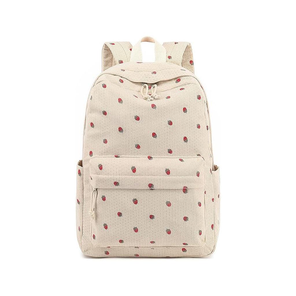 Corduroy Large Capacity Backpack with Padded Shoulder Straps for Students Casual Everyday Use