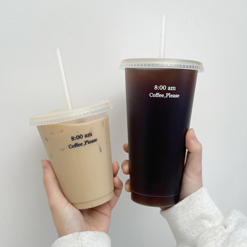 2025 Summer Recyclable Travel Mug with Straw - Large Capacity Plastic Cup