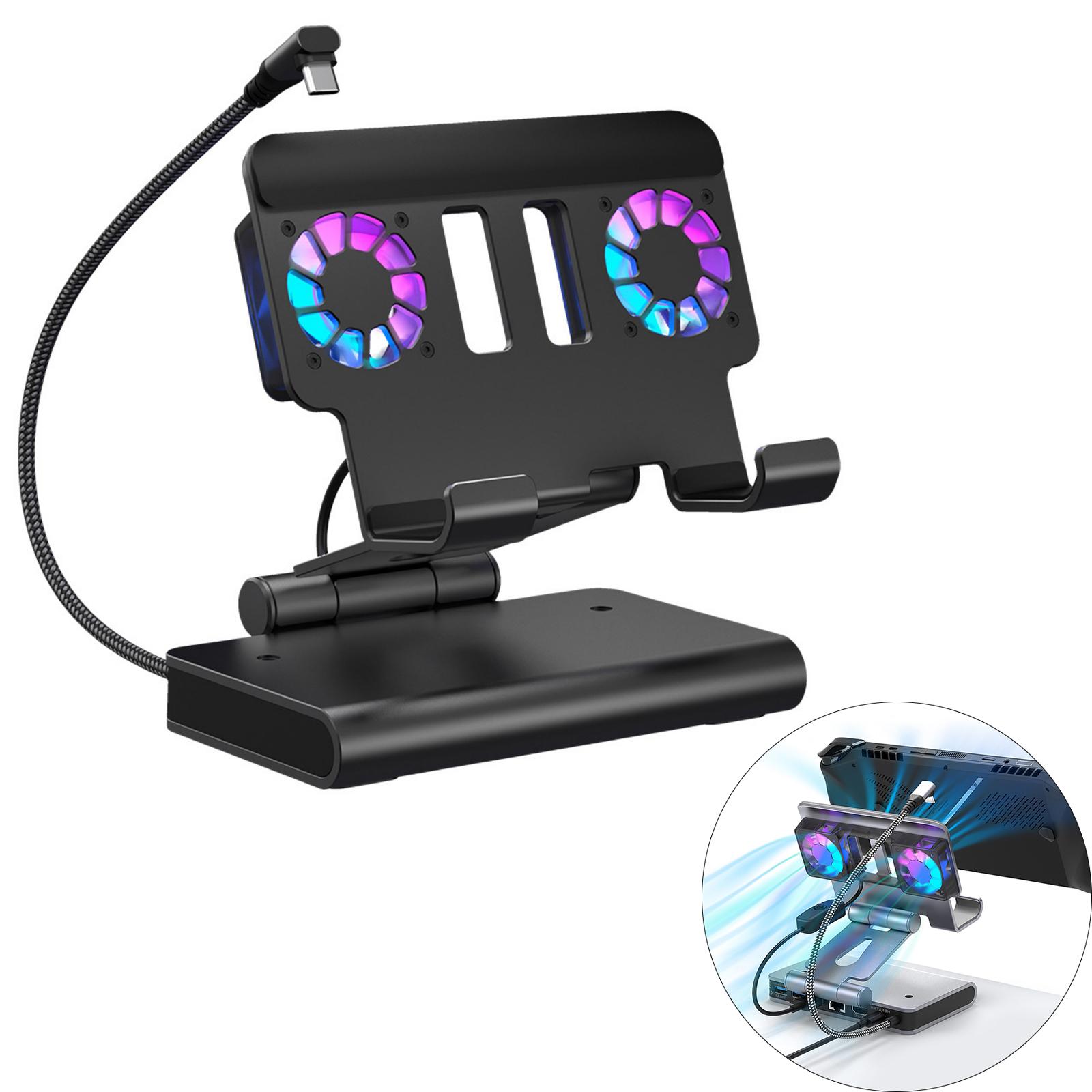 

6 In 1 Gaming Docking Station With Double Fan Cooling Stand Multiple Port For Handheld Game Console серый