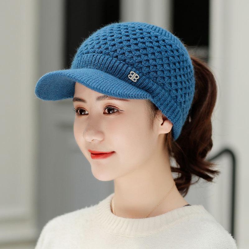 Casquette vide pour femmes Casquette tricotée tendance Casquette extérieure pour femmes Vélo Décontractée Polyvalente Casquette en laine Casquette de baseball pour étudiants