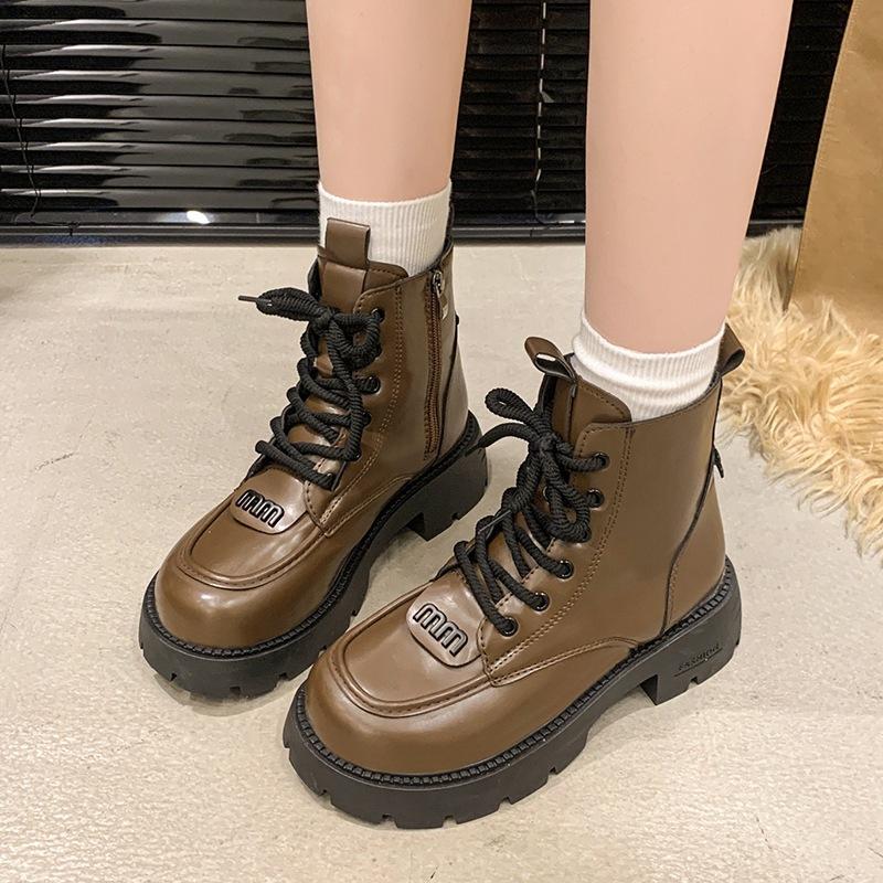Soft Leather Martin Boots Women's 2025 British Thick-soled New Velvet Warm Thickened Short Boots Winter Warm Leather Boots