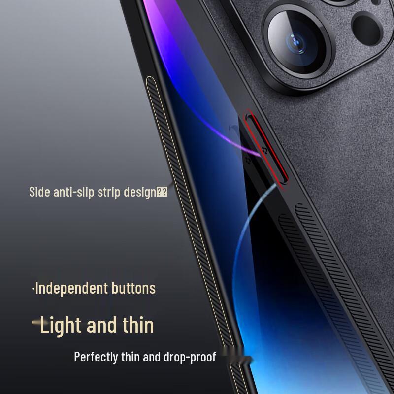 Premium Nubuck Leather Full Lens Protection Case for iPhone 14 Series