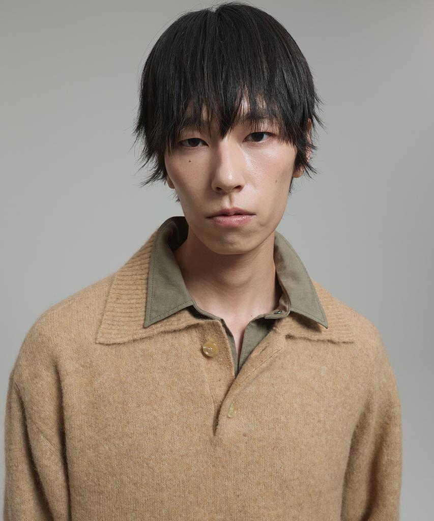 NONBLANK Mohair Crop Collar Knit_Beige