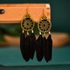Bohemian Vintage Long Round Winding Feather Earrings for Women Ethnic Simple Elegant Dangle Earring Female Vacation Jewelry