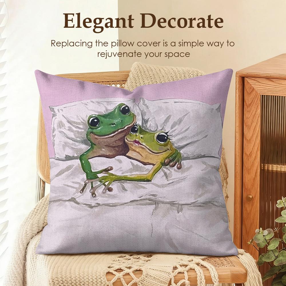 Funny Animal Friends Design Cushion Cover Natural Linen Organic Fabric DoubleSided Printing Sofa Home Decor Gift Pillow Case