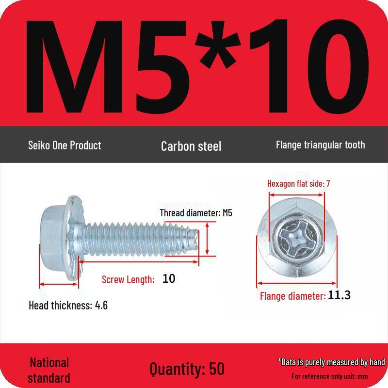 Grade 10.9 Galvanized Hex Flange Anti-slip Self-locking Triangular Thread Self-tapping Screw