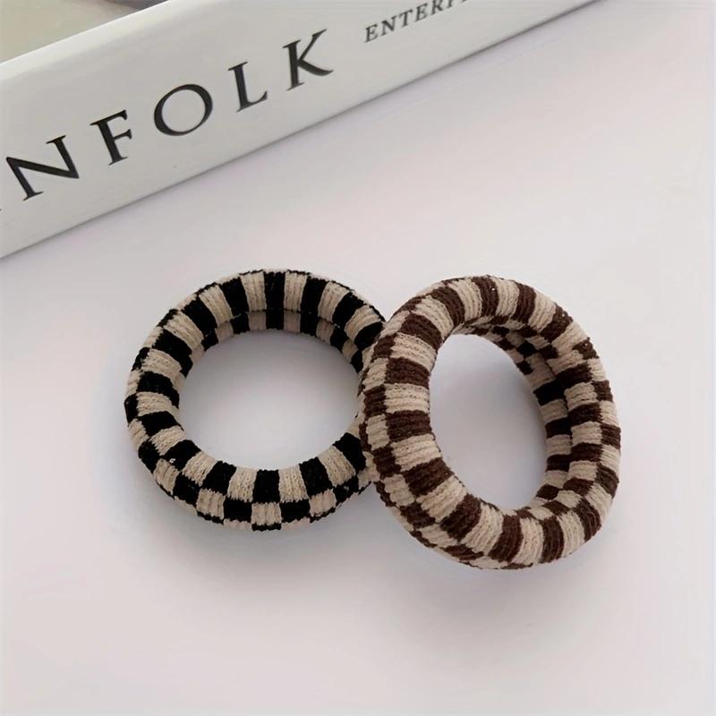 

Набор 2 шт. Толстые бесшовные резинки для волос с принтом в полоску, клетку, плед, эластичные резинки для волос, резинки, женские аксессуары для волос