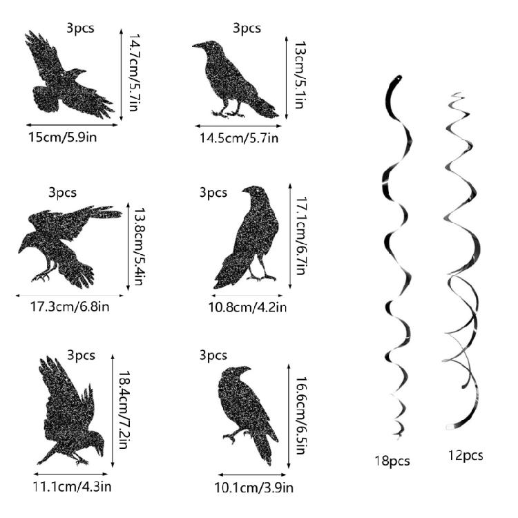 Haunting Halloween Ceiling Decoration Swirls with Black Crows Halloween Swirls Decors for Ceiling Enchantments