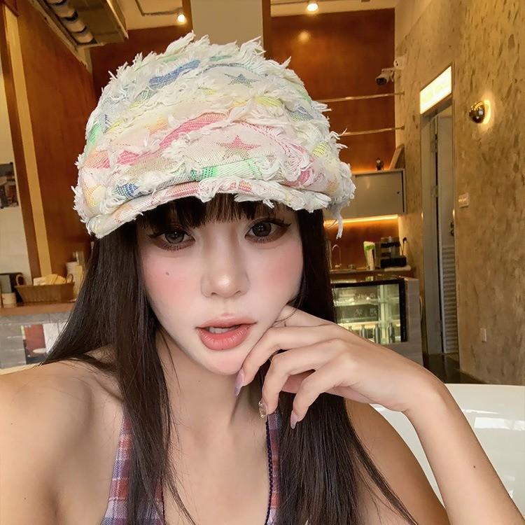 Embroidered Stylish Casual Beret Hat For Summer Spring Unisex Wide Brim Design