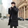 Winter new cotton-padded clothes men's medium and long feather cotton-padded clothes, warm and thickened hooded large-size cotton-padded jackets
