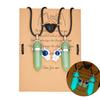 2PCS Luminous Hexagonal Column Couple Necklace for Women Men Astronaut Magnetic Heart Natural Stone Choker Lover Charm Jewelry