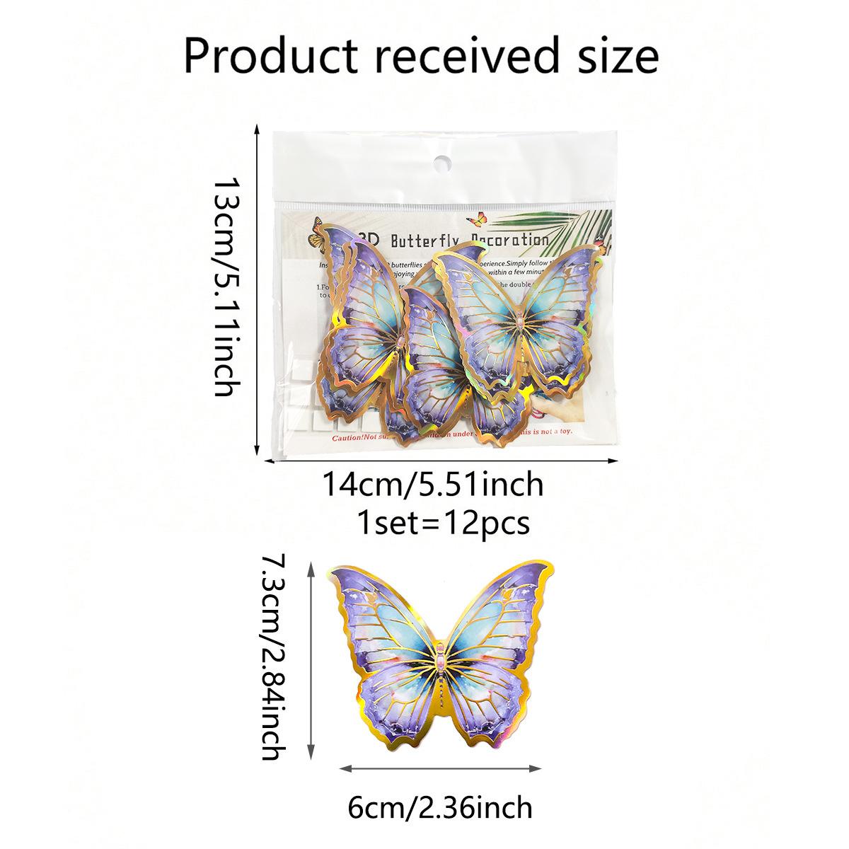 

12 шт. 3D-декоры для стен в виде бабочек 2 размера, самоклеящиеся наклейки для стен в виде бабочек, украшения для гостиных, наклейки в виде бабочек Style 6 разноцветный