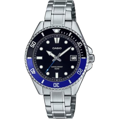 

Casio Men s Dive Watch - MDV-10D-1A2VDF Black Dial, Black Band, Black/White Bracelet