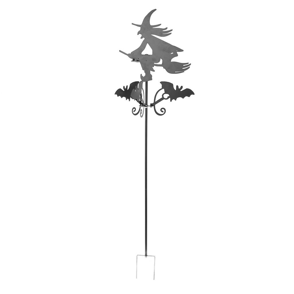 Witch Weather Vane Iron 360 Degree Rotation Bat Witch Vane Decor for Yard and Garden