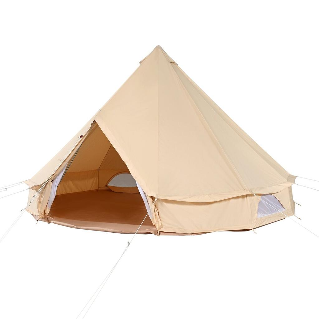 Canvas Bell Tent, 4 Seasons 4 M/13.12 Ft Yurt Tent, Canvas Tent for Camping with Stove Jack, Breathable Tent Holds Up To 6 People, Family Camping