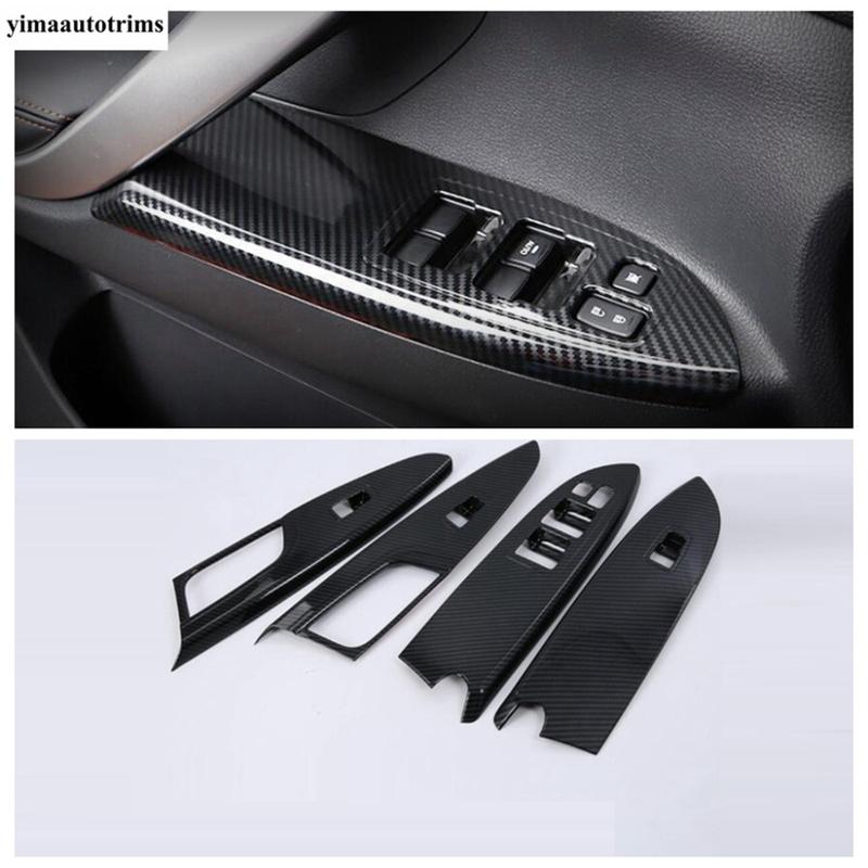 Window Lift Button / Pillar A Fame / Water Cup Panel Cover Trim For Mitsubishi Eclipse Cross 2018 - Carbon Fiber Accessories