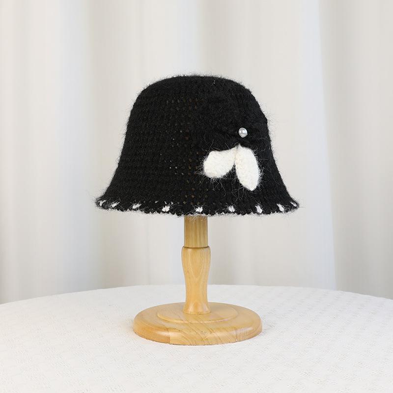Autumn and winter warm bucket hat small face fashion ear protector basin hat versatile knitted wool hat women