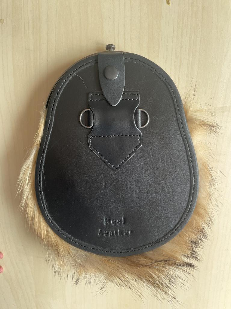 Rabbit Fur Full Dress Sporran Lion Rampant Brass Cantle Scottish Leather Kilt Wallet