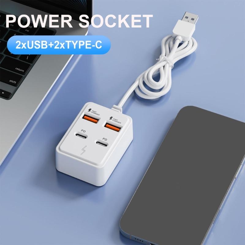 4/6 Port USB Charging Adapter Splitter With Data Transfer And Power Delivery For Phones Tablets Laptops