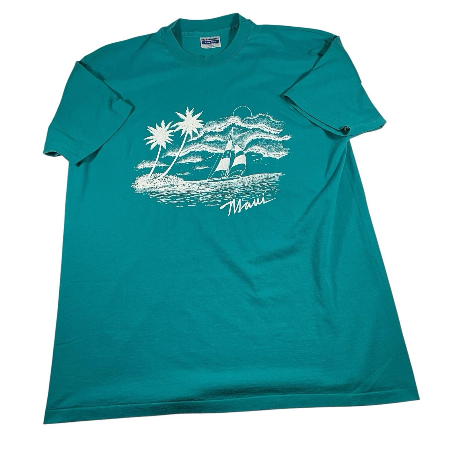 Vtg 90s Maui Hawaii T XL Graphic Single Stitch Mens Hanes Preowned Unisex T-Shirt S