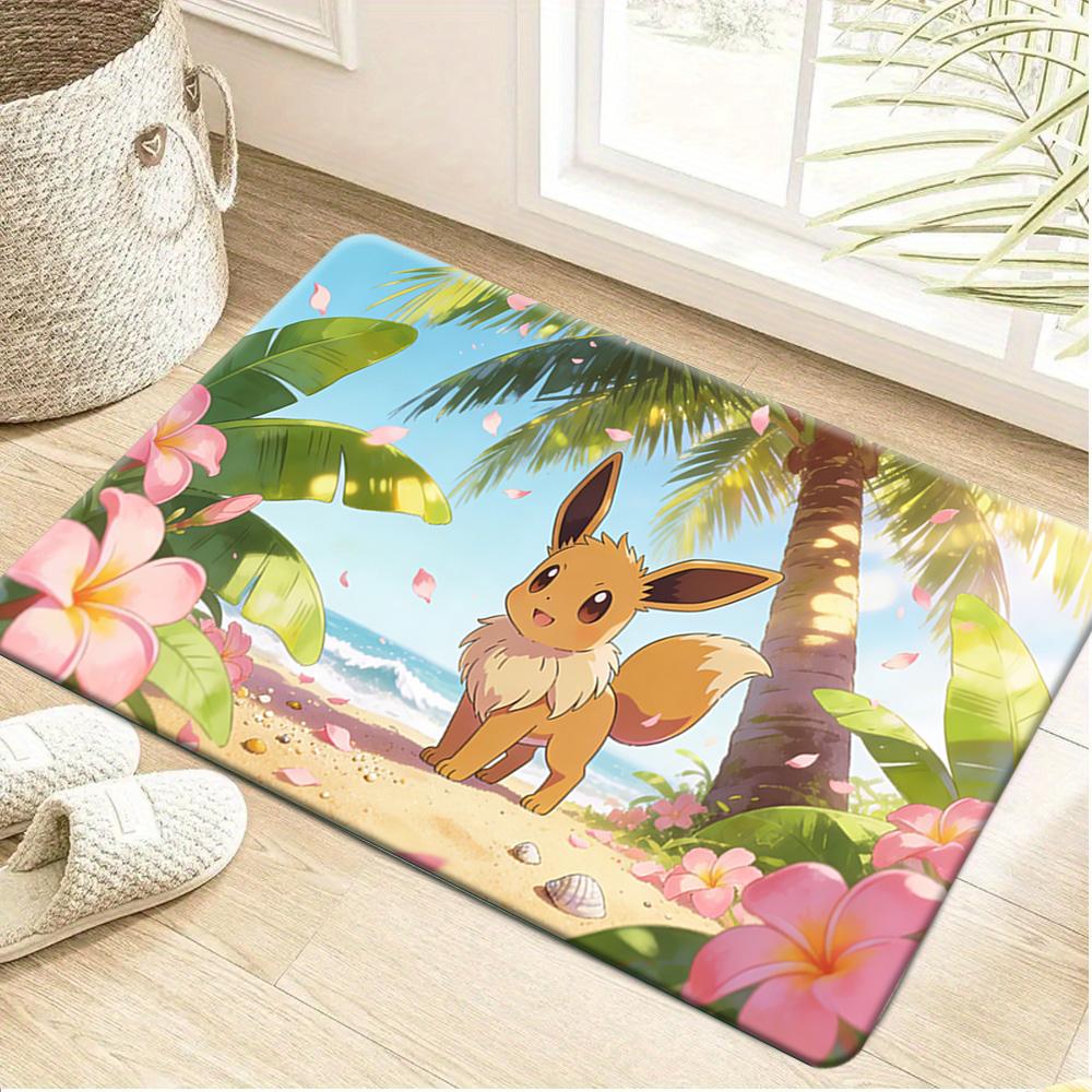 Pokemon Charizard Starry Night Cherry Blossom Print Non-slip Doormat, Soft Absorbent Floor Rug for Home Decor
